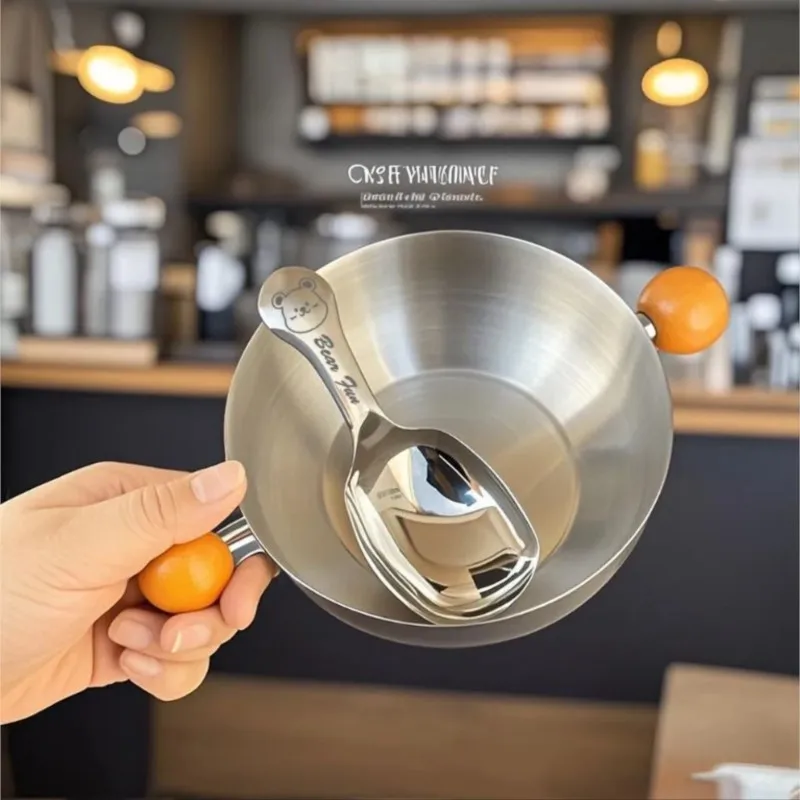 Walnut Single Person Eating Bowl With Dual Ear Handle 304 Stainless Steel Breakfast Bowl Fruit Salad Bowl Milk Cereal Bowl ZI807