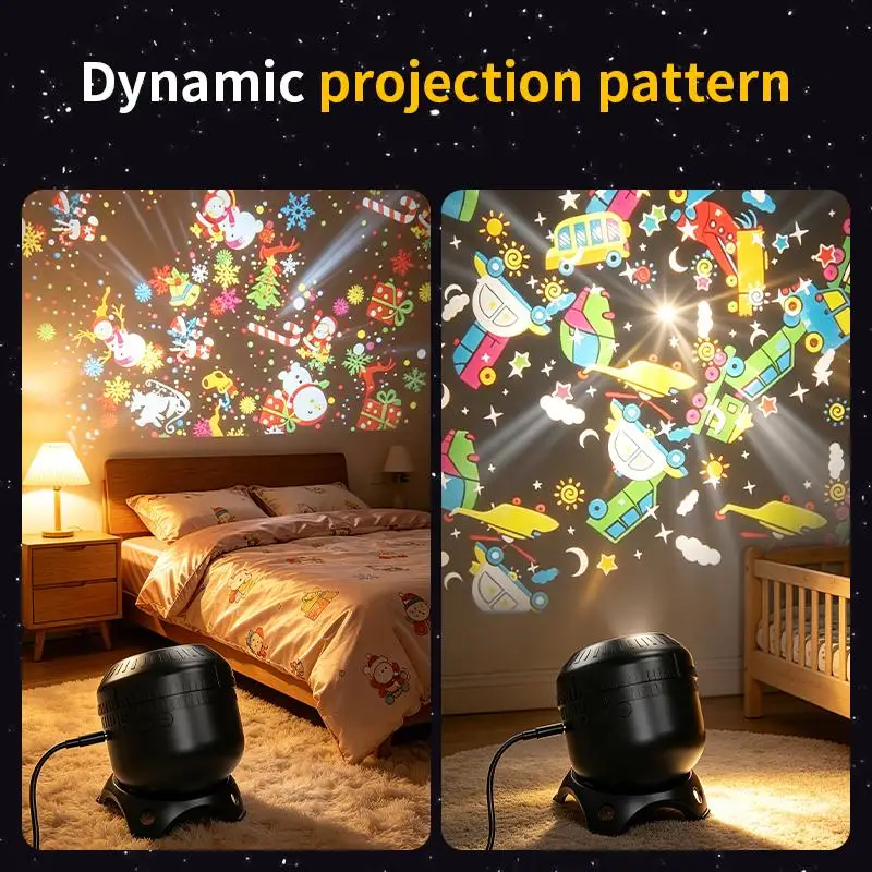 Dynamic Rotating LED Projector Light Rechargeable Ocean Lights Projector Adjustable Brightness LED Atmosphere Light For Bedroom