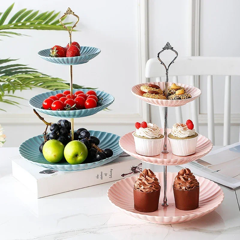 3 Tier Metal Cake Display Stand Tray Hardware Crown Fitting Party Tray Cake Food Dessert Rack Cake Holder for Home Kitchen Tools