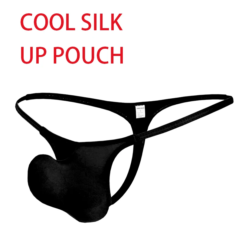 up penis pouch sexy mens thongs underwear cool silk elastic gay men g-strings