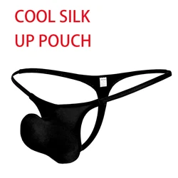 up penis pouch sexy mens thongs underwear cool silk elastic gay men g-strings