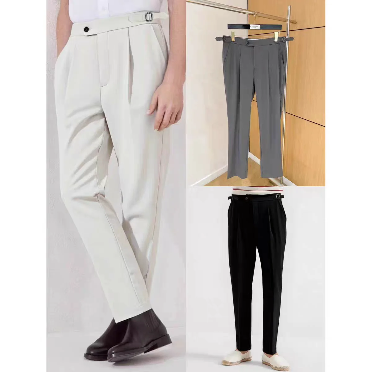 

Italian BC 26 spring and summer new open old money style business casual pants slim fashion breathable solid color trousers men