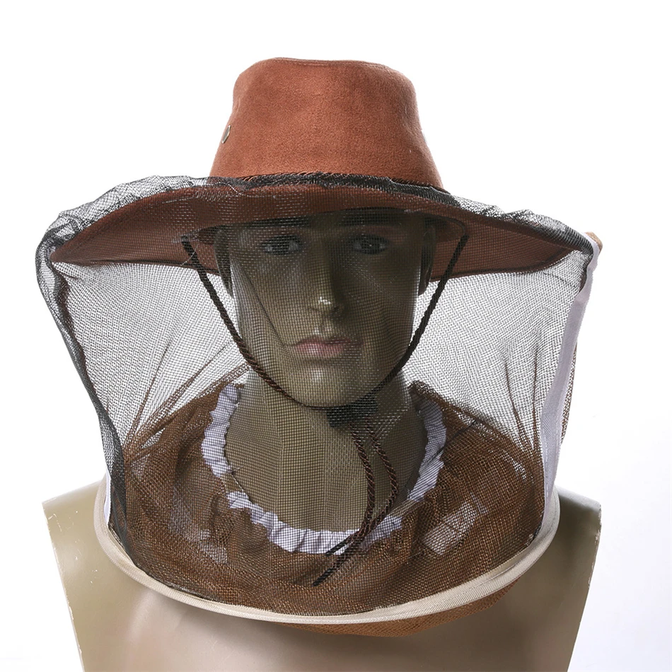 

Professional Beekeeping Hat Beekeeper Cowboy Hat Anti Mosquito Bee Insect Veil Net Hat Full Face Neck Wrap Protector