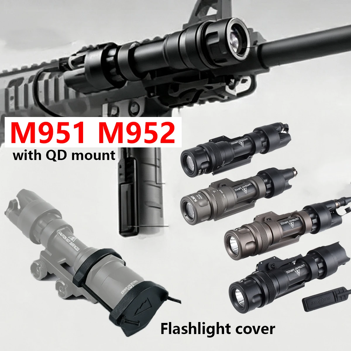 Tactical Surefire M951 M952V LED Powerful Strobe Metal Flashlight Scout Light Cover QD Mount Hunting Weapons Lamp 20mm Rail