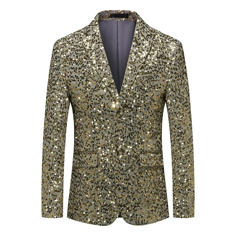 

Silver Sequin Suit Jacket Men's Fashion Slim Dress Coat Wedding Party Print Jaqueta Gold Green Blue Terno Masculino M-5XL 6XL