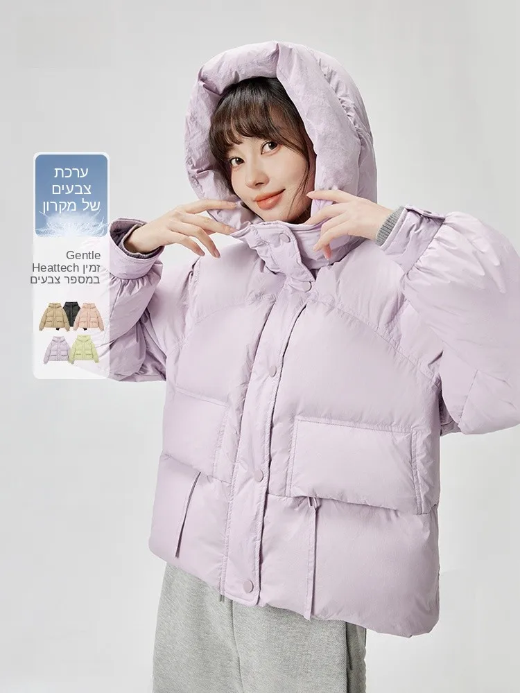 

Snowy Flight 2024 Winter Women's ort Hooded down Jaet High Quali Cute Faionable Polyester Fiber Du down Coat