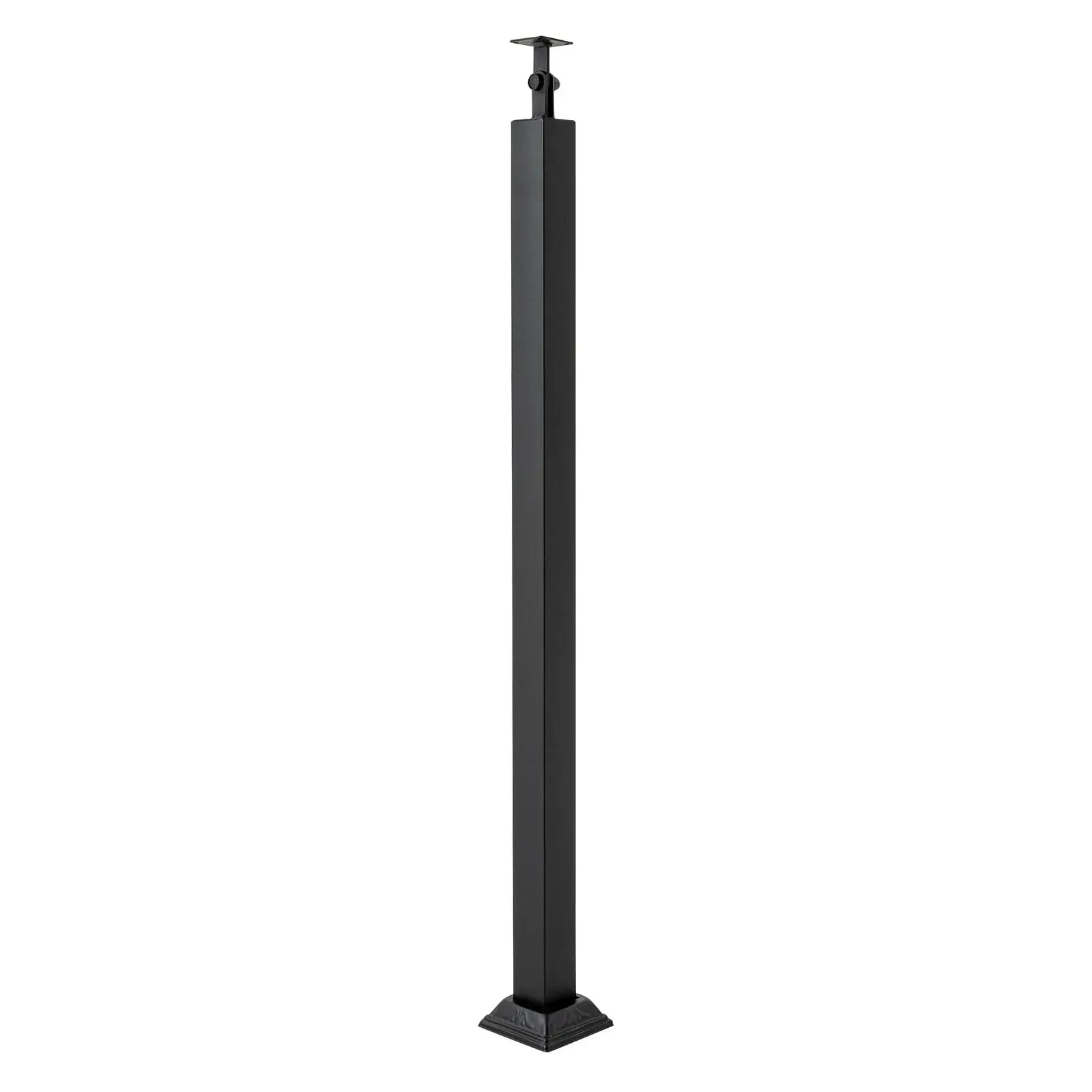 

Stair Balusters Post, Black Square Metal Railing Spindles with Flat & Adjustable 270° Angle Bracket, Banister Column for Deck, S