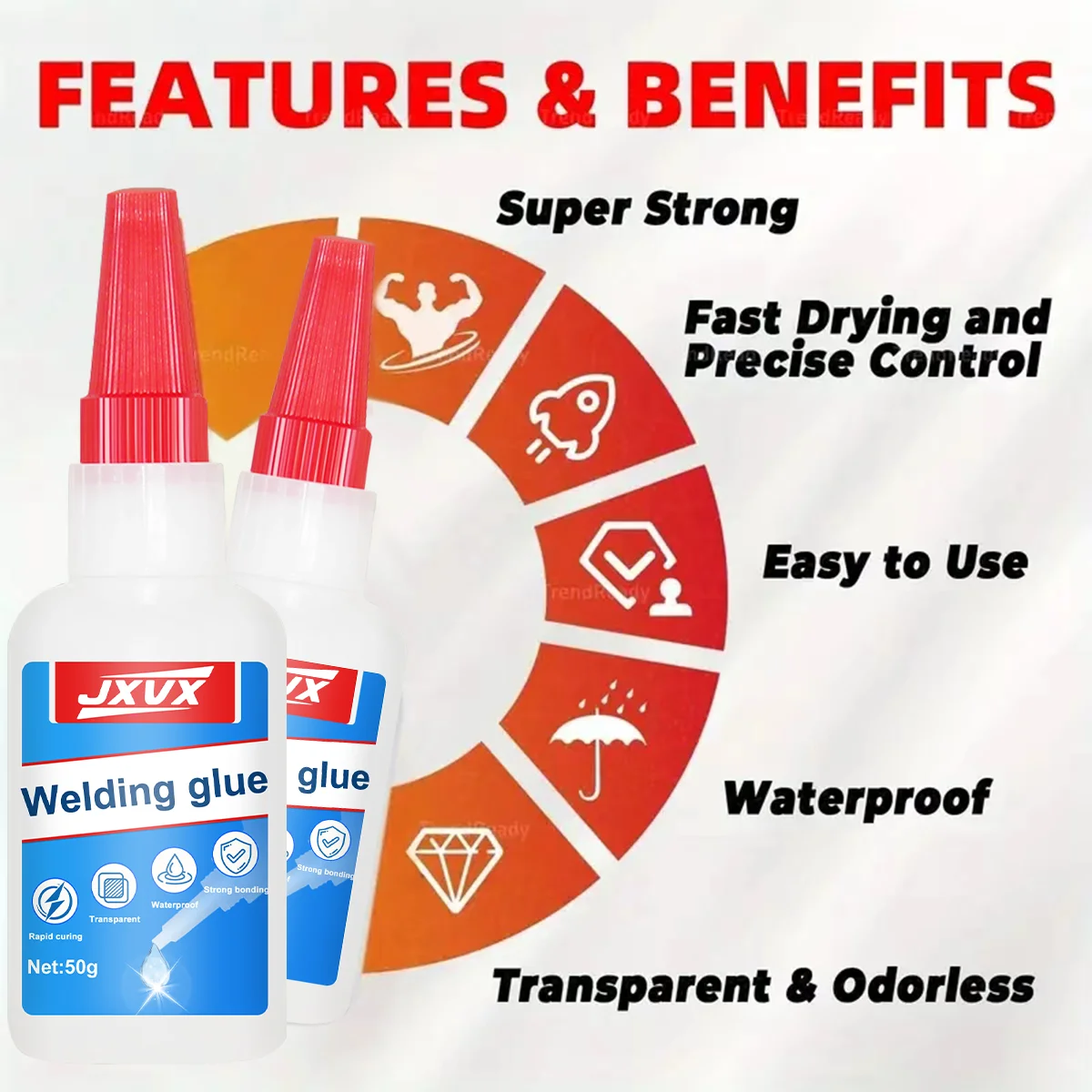 50 جرام من الغراء الزيتي الفوري الفائق اللصق القوي عالي المقاومة، للبلاستيك، للإصلاحات السريعة للسيراميك والخشب والزجاج والأحذية، لاصق سائل عديم اللون فائق القوة #2