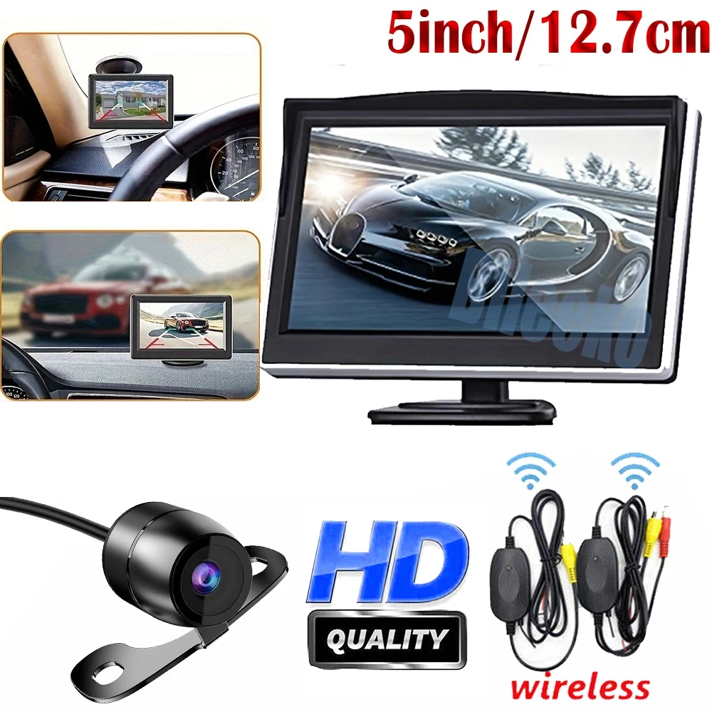 

Wireless Car Rear View Camera with or Monitor 5 inch Screen TFT LCD Display HD Digital Color 5 Inch PAL/NTSC for Parking Reverse