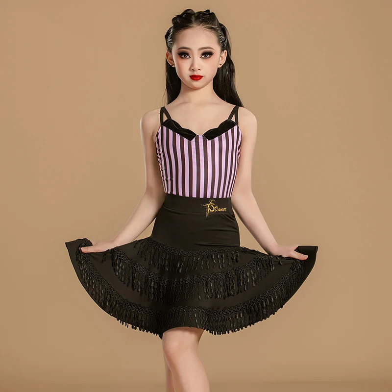 

New Ballroom Dance Competition Costume Kids Samba Samba Dancing Dresses Girls Latin Dance Performance Clothes Stage Wear SL12032