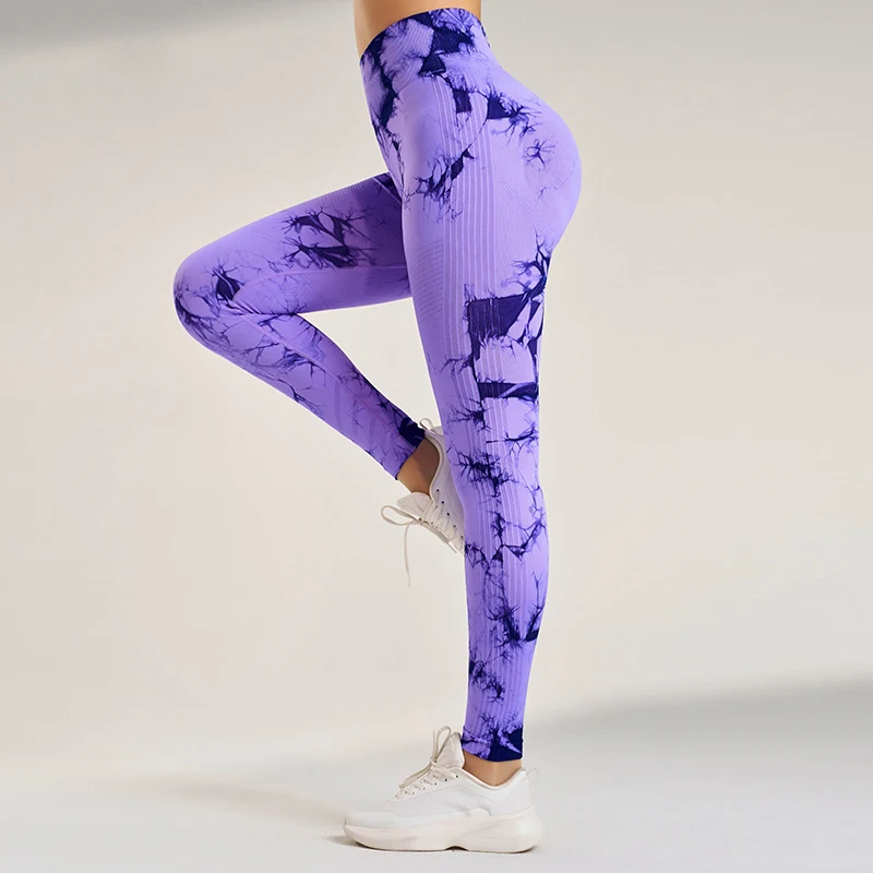 Women\'s Seamless Tie-Dye Fitness Leggings High Waisted Tummy Tuck Push-Up Yoga Leggings Stretchy Exercise Leggings Yoga Pants