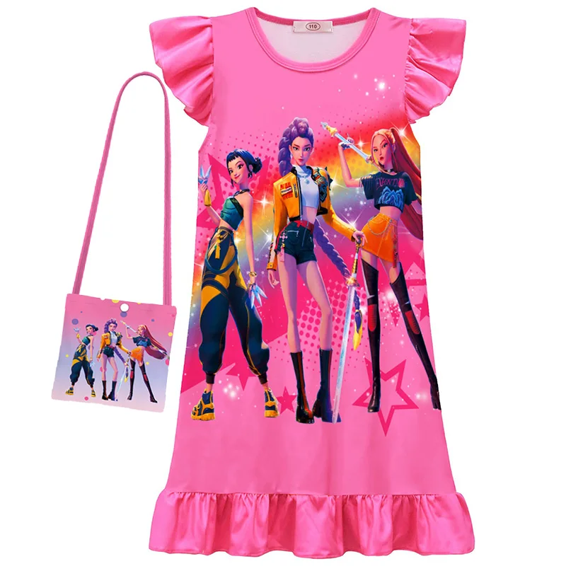 

New Kpop Demon Hunters Cartoon Summer Kids Pajamas Dress Girls Princess Dress Sleepwear Girls Nightgowns Party Pajamas Clothes