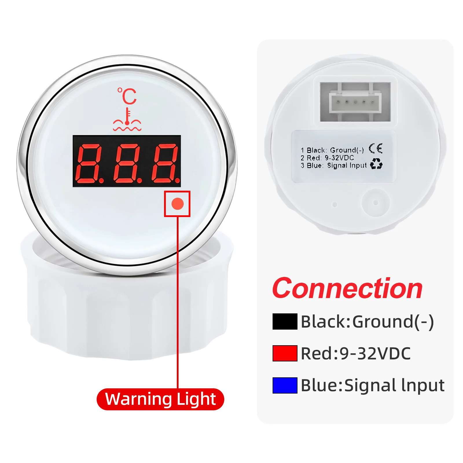 Red Light 0~120℃ Water Temp Meter+Sensor Digital Water Temperature Gauge with Alarm for Car Marine Yacht Boat 12V 24V Customized