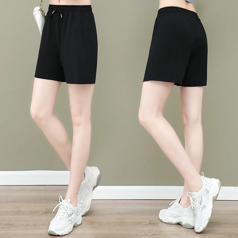 Pantaloni sportivi a 3 punti da corsa sottili estivi larghi da donna nuovi pantaloni corti in seta di ghiaccio Casual versatili a vita alta di moda