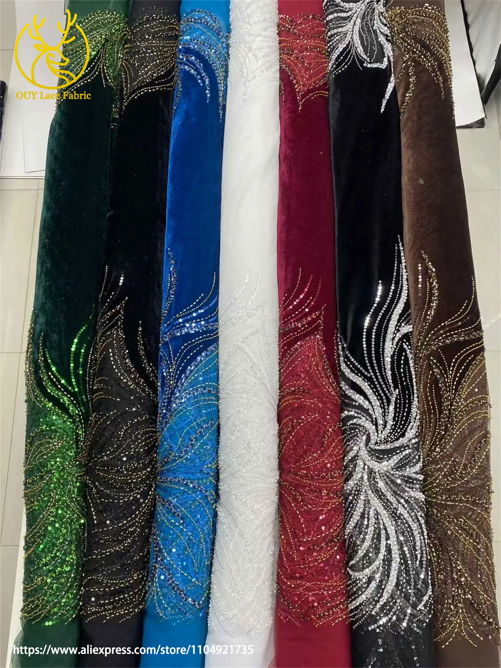 قماش دانتيل مخملي أفريقي عنابي 2025 تصميم نيجيري فرنسي مطرز بالترتر أقمشة الدانتيل لحفلات الزفاف أقمشة الخياطة #6