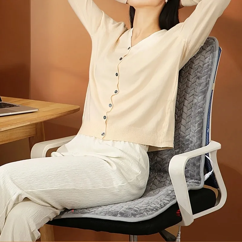 Electric Heated Seat Cushion with Thermostat Heated Chair Cushion Heated Blanket Integrated Backrest Cushion 45*90cm/45*45cm