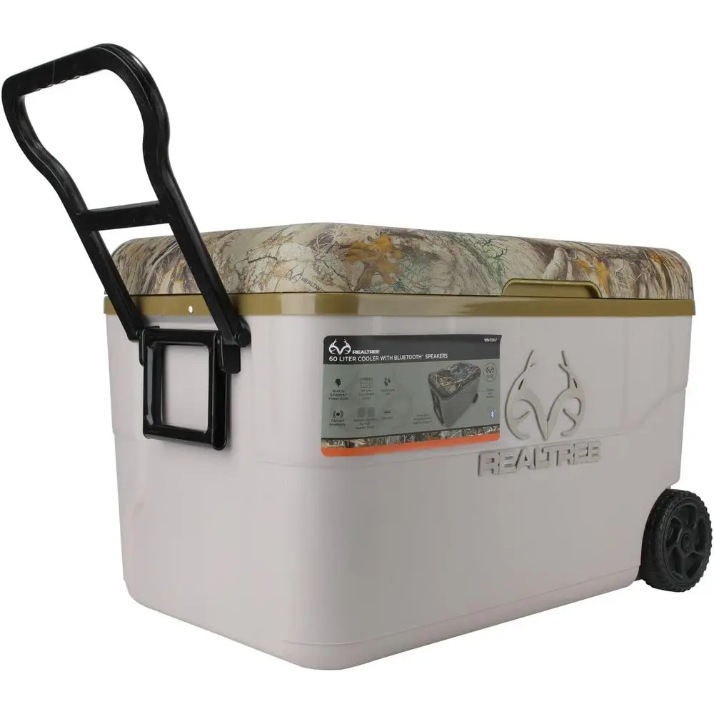 Portable 55 Quart Cooler with Wheels and Bluetooth Speaker, Waterproof Outdoor Cooler with 12000mAh Battery for Parties, Beach,