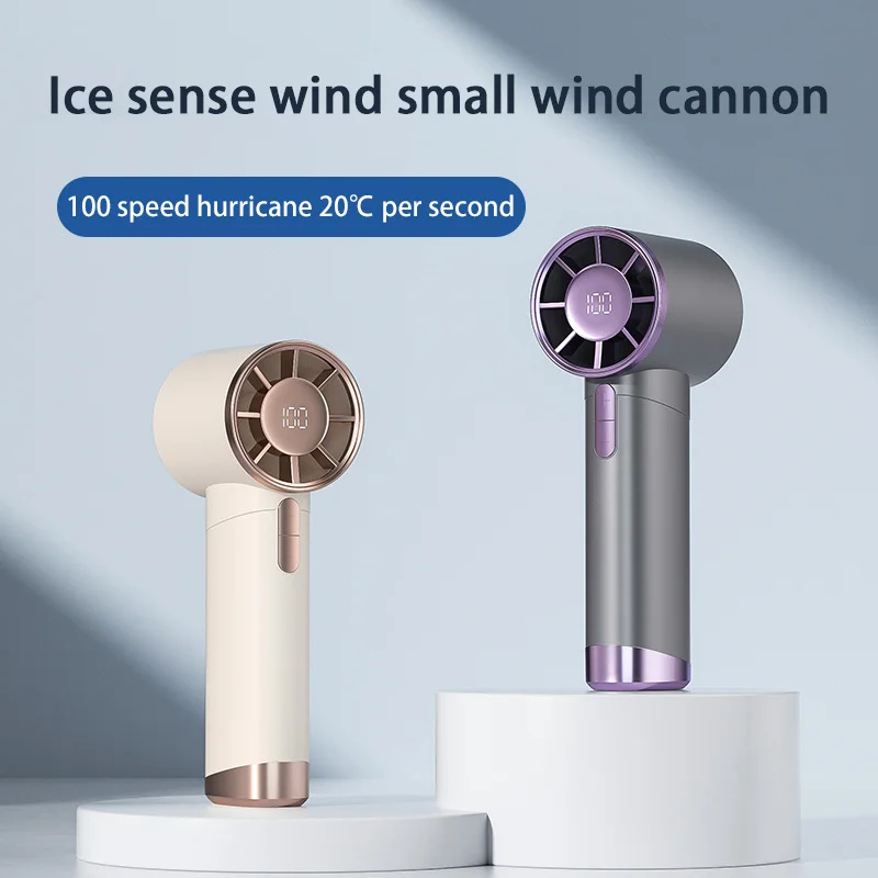 3000 mAh Handheld Fan 100 Speeds AdjustableTurbo LED Digital Display Type-C Rechargeable Fast Ice Cooling Portable Electric Fan