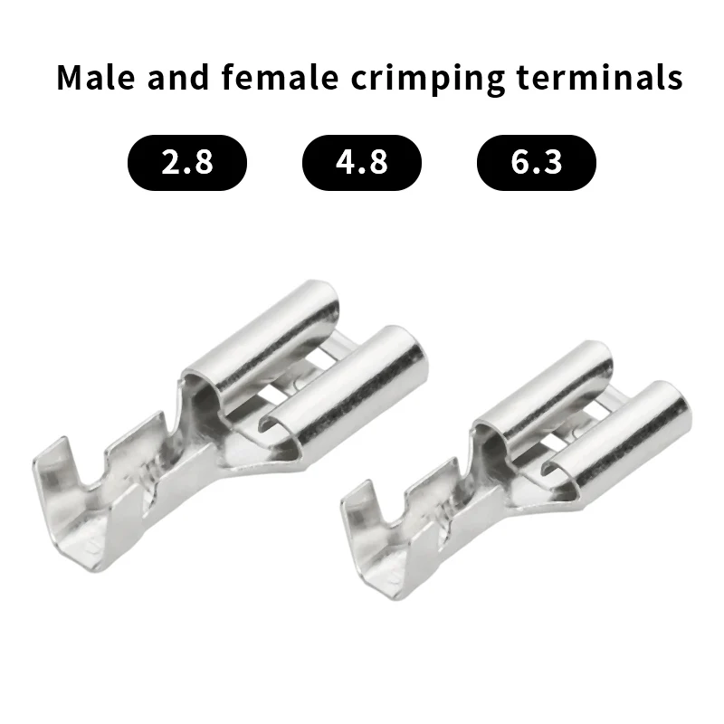 100pcs Silver Crimp Terminal Connector Kit 2.8/4.8/6.3mm for Automotive Speaker Wiring