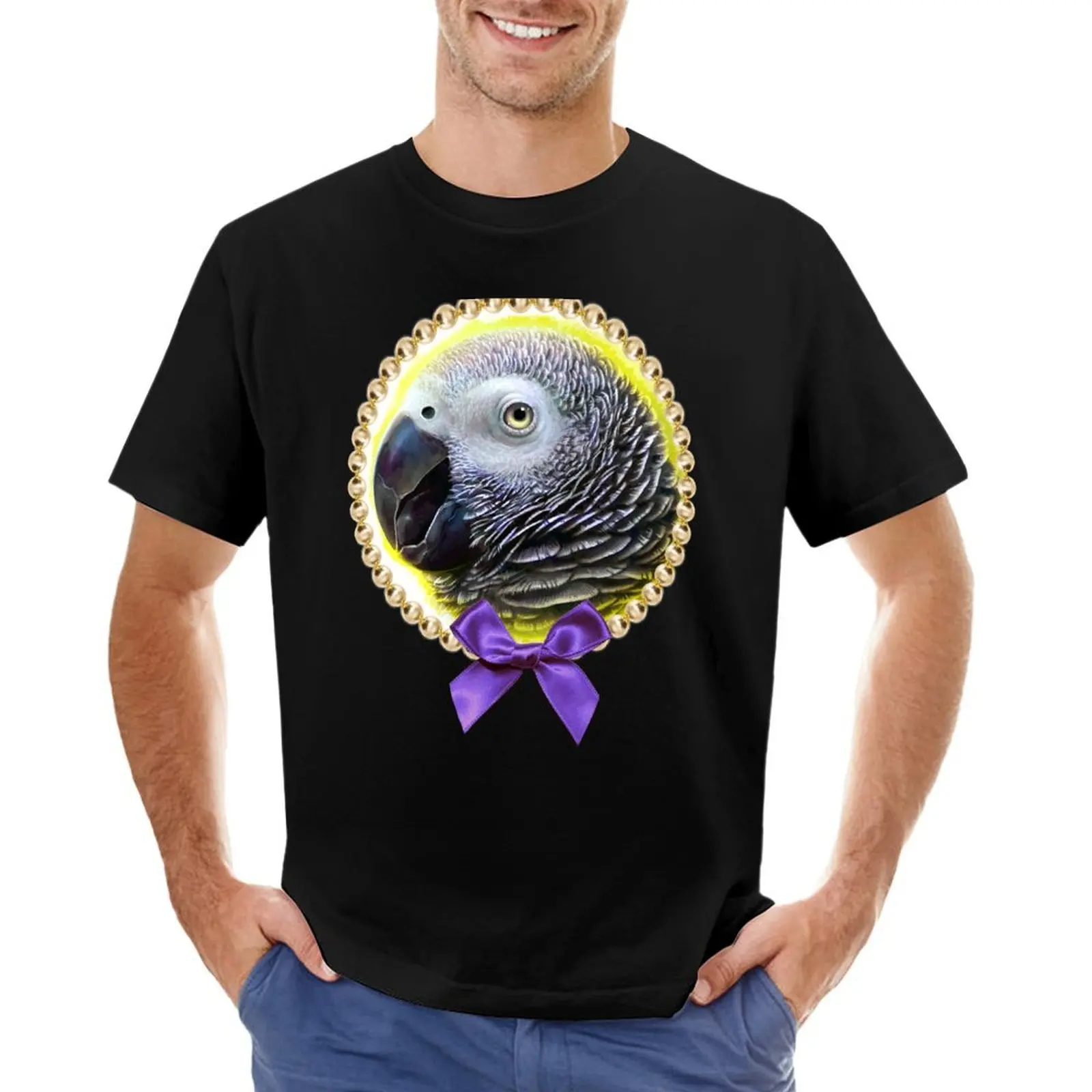 African grey parrot realistic painting T-Shirt sublime anime figures animal prinfor boys man clothes funny t shirts men