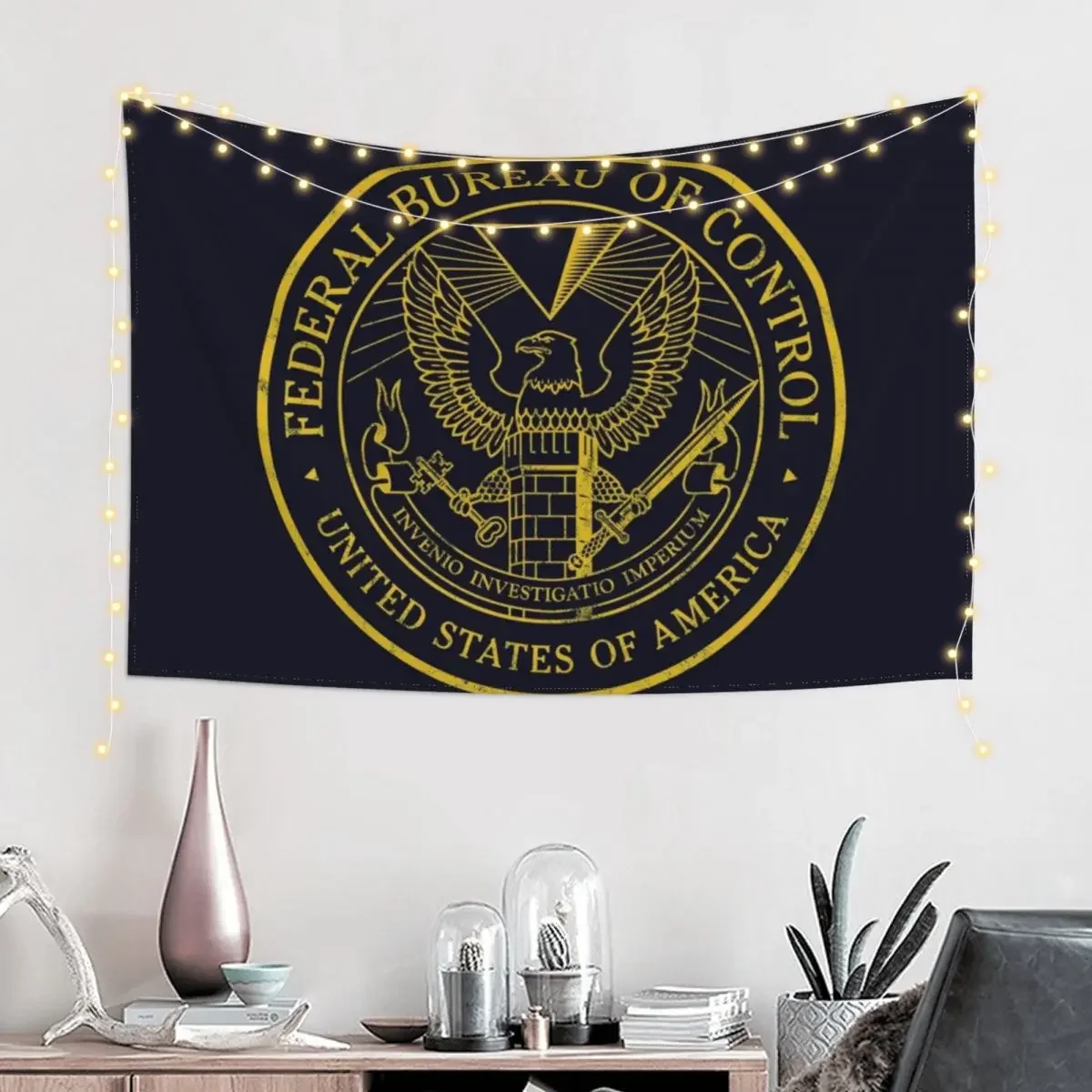 Federal Bureau of Control Control Game Logo Distressed Logo Tapestry Bedroom Decor Wall Hangings Decoration Tapestry