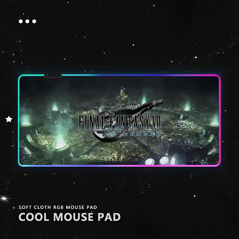 Final Fantasy VII Mouse Pad RGB Pc Gamer Keyboard LED Glowing mause pad Mats Rubber Cute Cartoon Gaming Computer csgo lol pubg