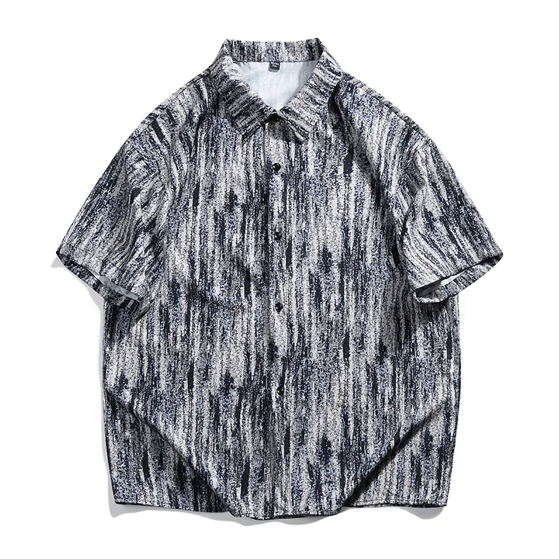 

Мужская летняя модная свободная рубашка с коротким рукавом, тонкая рабочая одежда, повседневный топ, тонкая верхняя одежда, удобная мужская рубашка-куртка