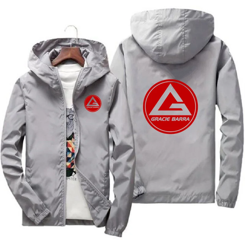 New Men's Gracie Barra Pilot Jacket Spring and Autumn Fashion Casual Brand Large Size Clothing Solid Color Zipper Sports Coat 7X