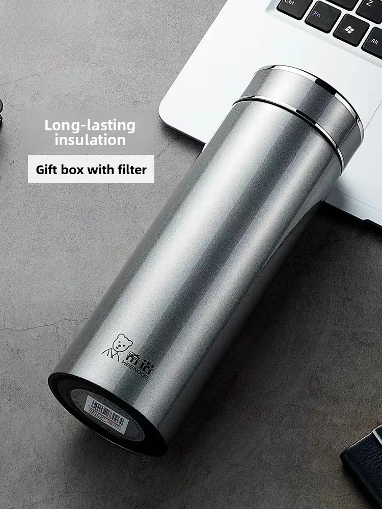 

Busin Portable Large Capaci 304 Stainl Steel Insulated Tea Cup High End Simple Office Brewing Water Cup HEOR