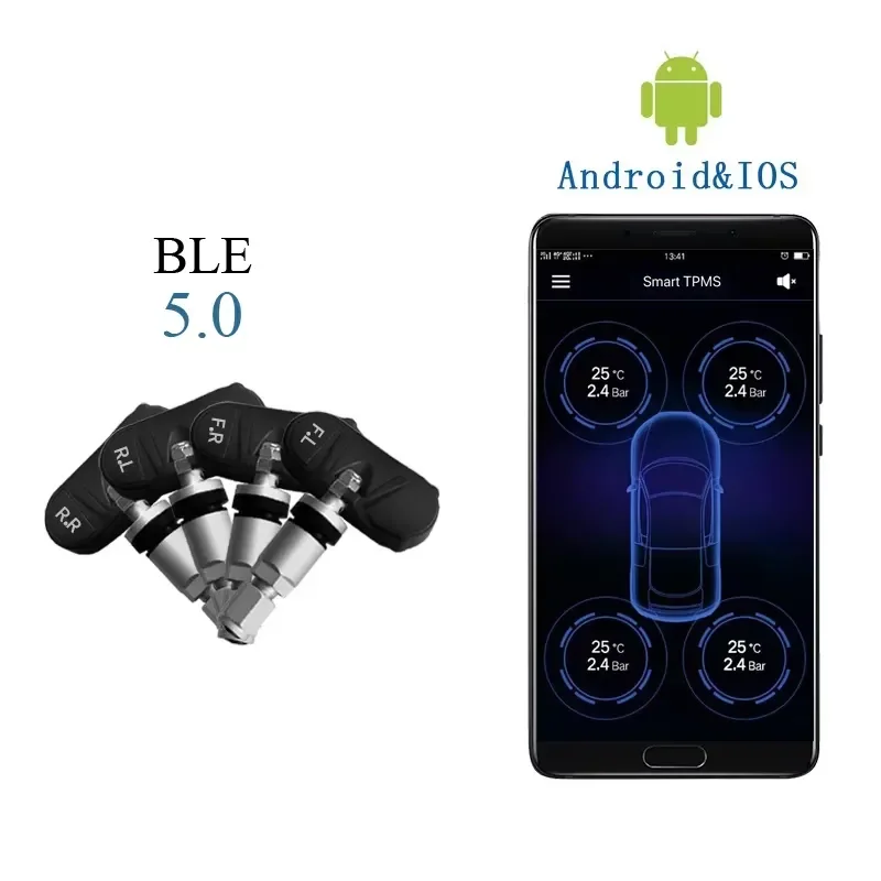 Anti-theft Abnormal Alarm Prompt Car TPMS IP67 Waterproof BLE5.0 Internal Sensor Real-time Tire Pressure Detection System