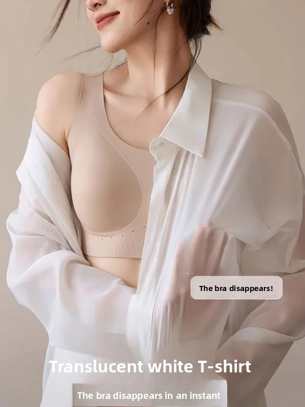 Seamless Beautiful Back Strap Women's Summer Outdoor Wear Bra Integrated U-shaped Vest with Chest Pad Underwear Base Top
