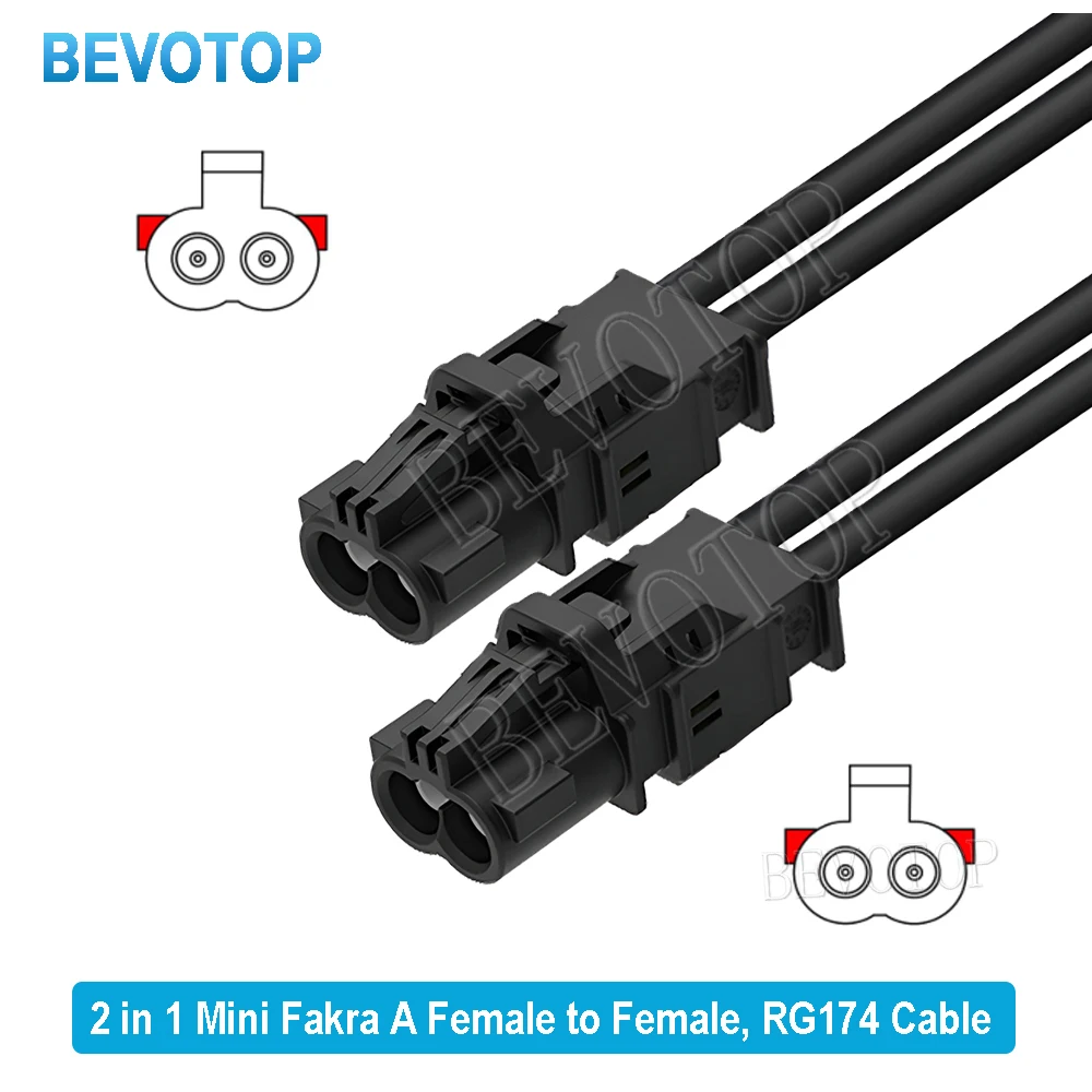 1PCS BEVOTOP RSBG Type 2 in 1 Dual Core Mini Fakra A Female to A Female Connector RG174 Cable Wire Harness
