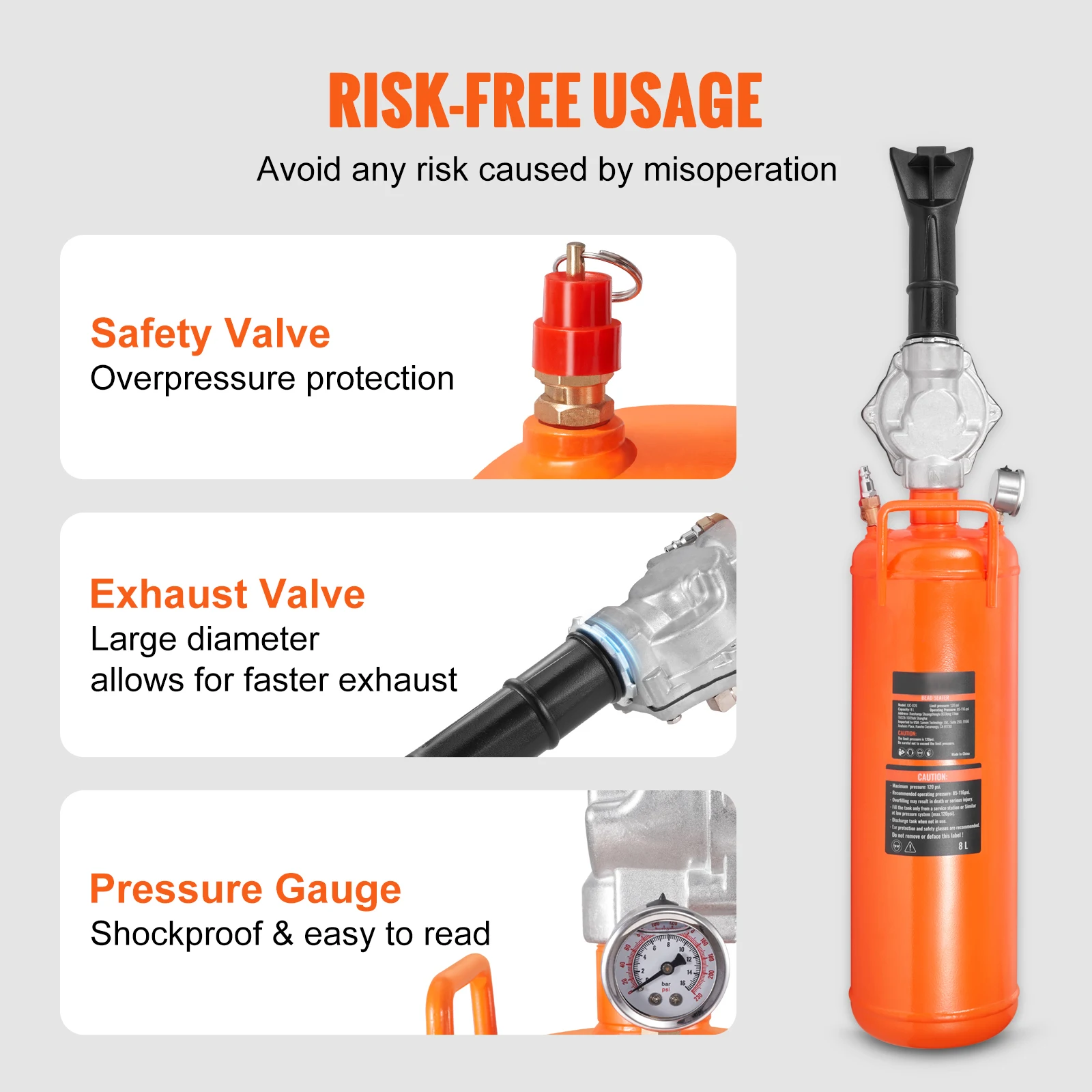 SucceBuy Tire Bead Seater 8L Air Tire Bead Blaster 120 PSI Handheld Bead Seater Upgraded Portable Tire Inflator Tool for Truck