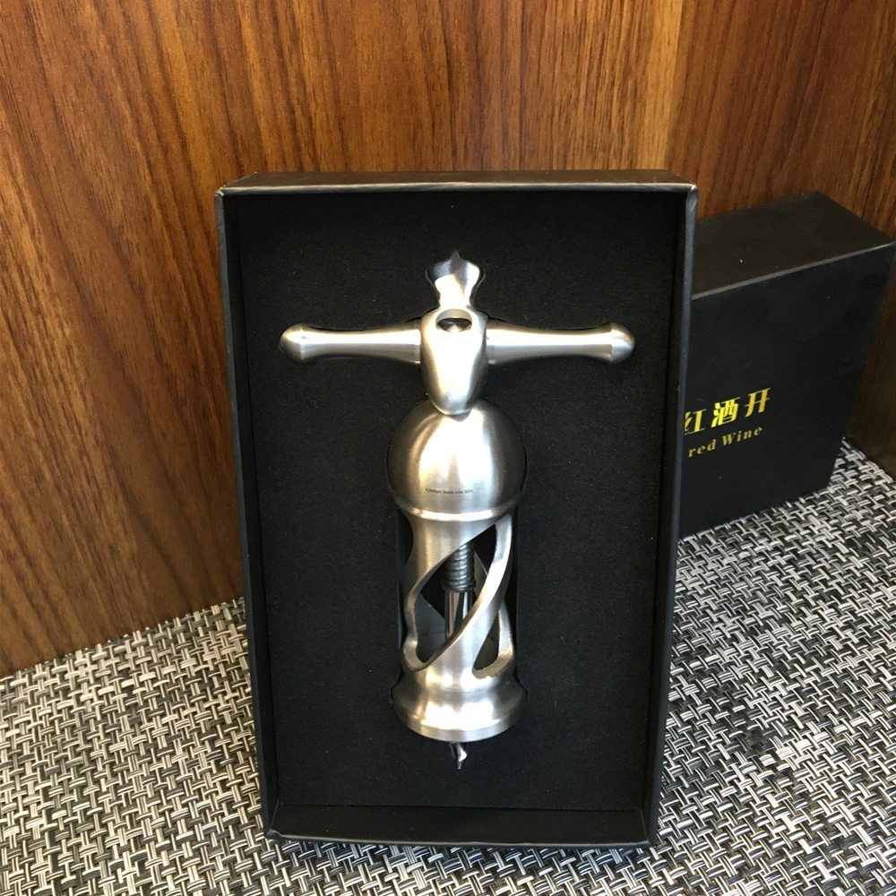 

Textured 304 Stainless Steel Corkscrew High Quality Red Wine Bottle Opener with Ultra Hard Drill Gift Box for Vin Rouge Lovers