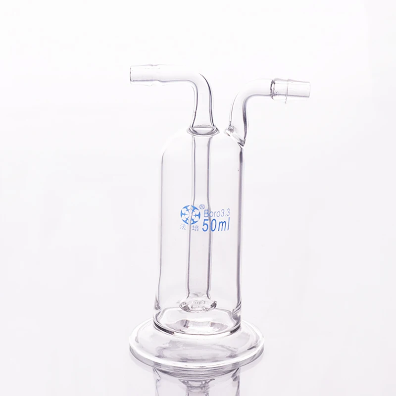 fape garrafa de lavagem de gas para aco vidro de laboratorio vidro borosilicato capacidade 50ml 01