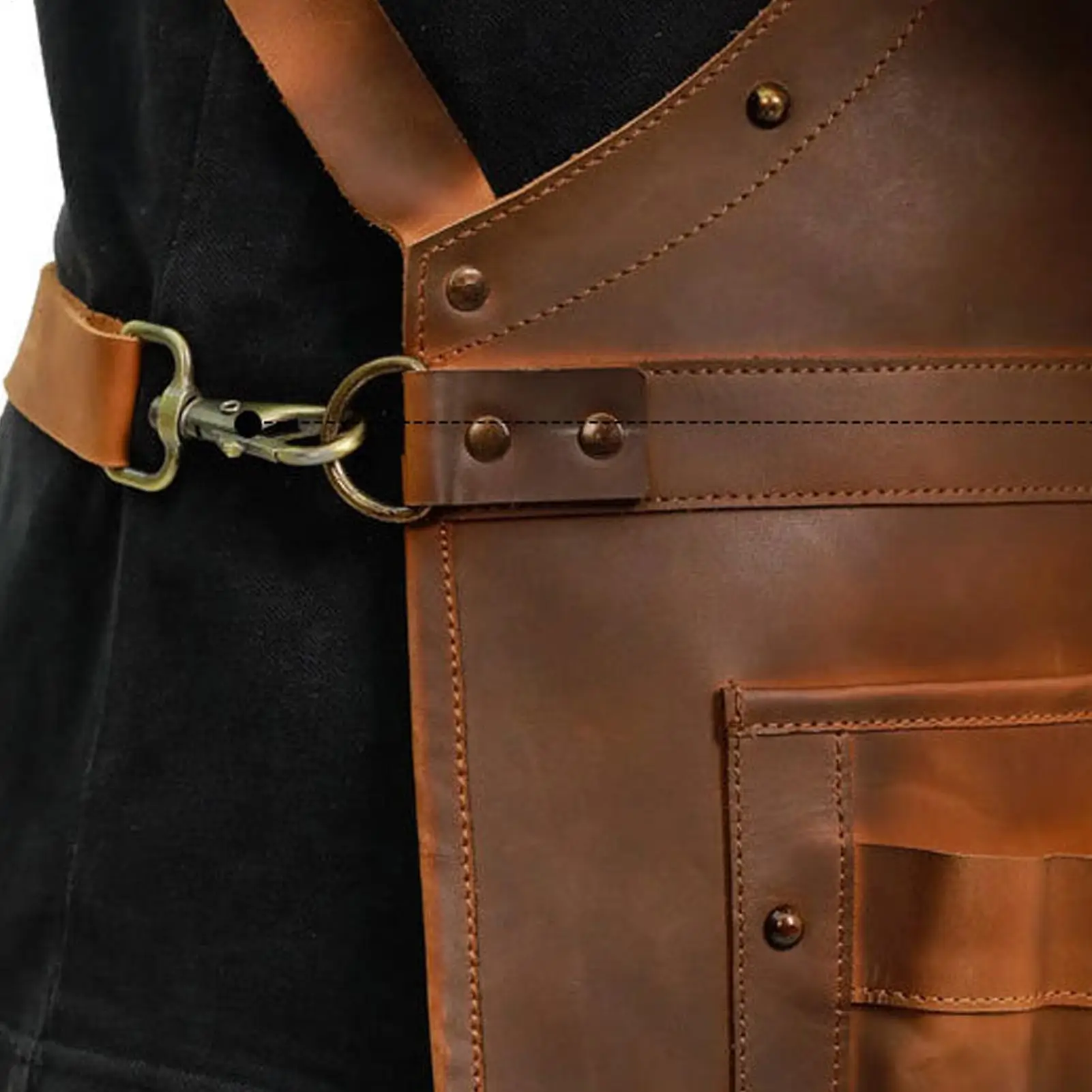 複数のポケット付きレザーエプロン 防水調整可能なストラップ - Leatherwork Apron のレビューと価格