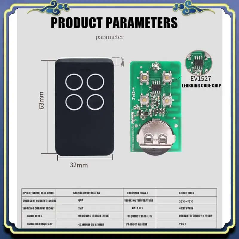 Telecomando portatile per porta del garage 3X 433,92 Mhz Controllo cancello Rolling Code Telecomando Comando garage Apriscatole