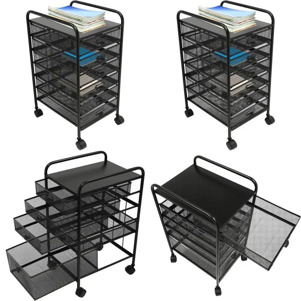 

5-Drawer Rolling File Cabinet with Swivel Wheels, Compact Storage Organizer for Home Offices and Studies, 11.8x15x24.4 inches (B