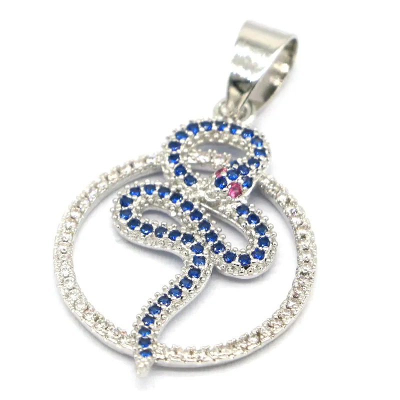 

Buy 3 Get 1 Free 35x20mm Fancy Snake Shape Blue Turquoise Tanzanite Tourmaline White CZ Woman's Gift Silver Pendant