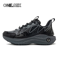 ONEMIX Men Trail Running Shoes Wearable Anti-Slip Leather Sneakers Support Stable Off Road Sports Shoes Outdoor Walking Sneakers