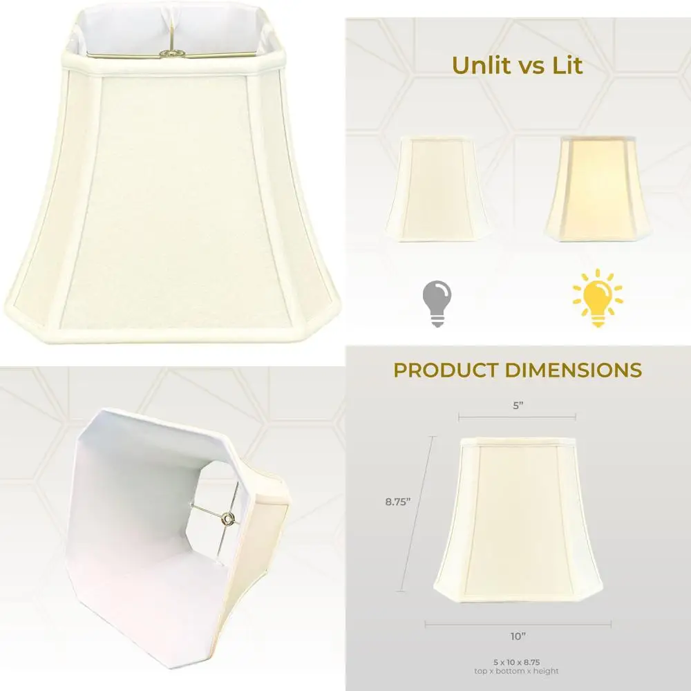 

Square Cut Corner Bell Lampshade Eggshell Color 5x10x8.75 Inches Home Lighting Decorative Shade