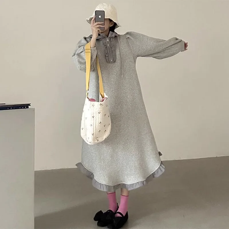 قبعة ريترو مقسمة بقلنسوة Dr Women فضفاضة Sle طويلة Sve ملابس يومية النسخة الكورية خريف جديد أنيق دكتور مع الخشب... #4