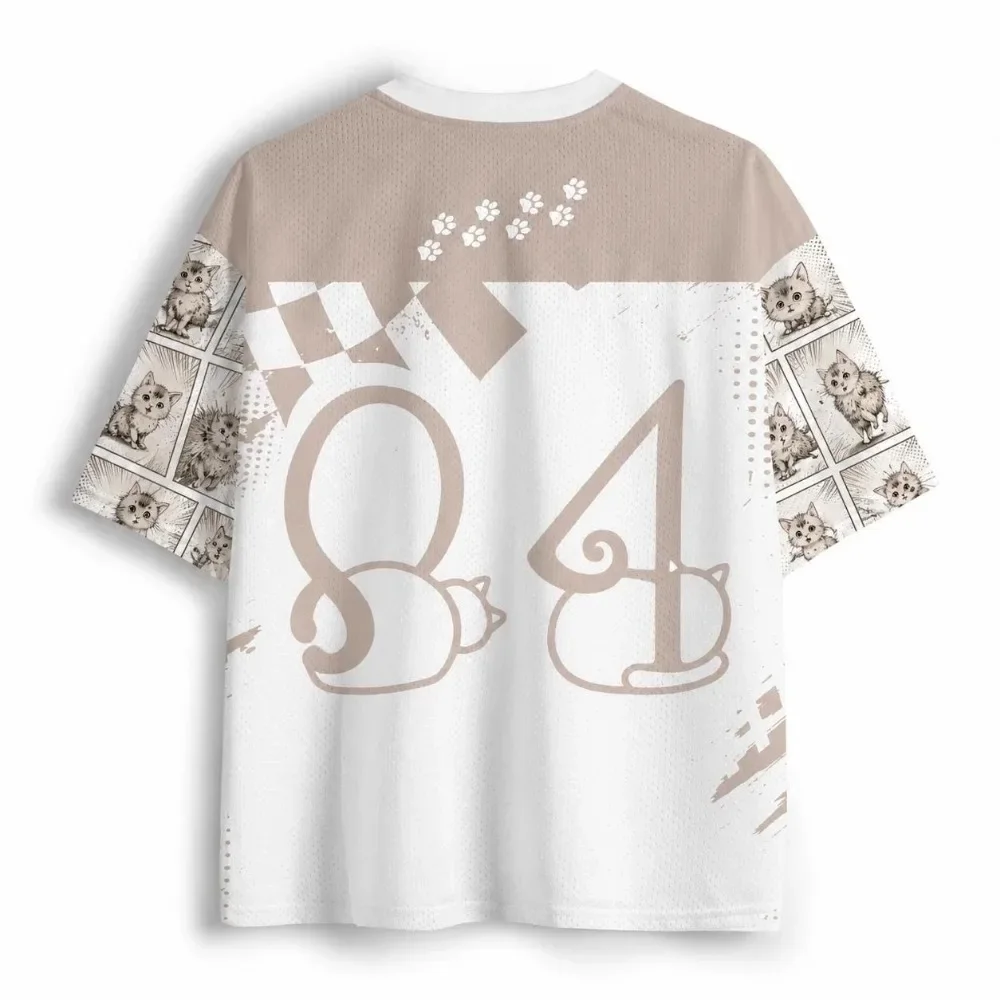 Harajuku Kirschblüten-Katzenpfoten 3D-Druck Sport Schnelltrocknend Atmungsaktiv Herren V-Ausschnitt T-Shirt Outdoor Street Casual Eltern-Kind-Kleidung – Detail 7