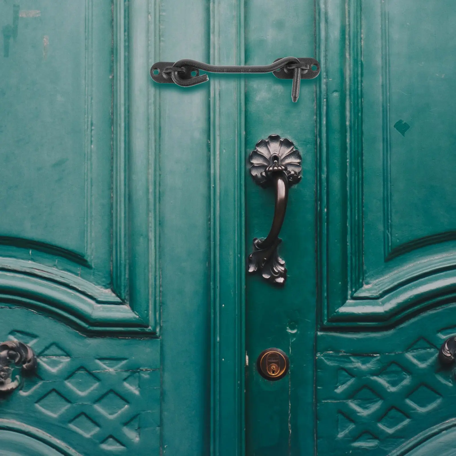 

2Pcs Window Hook Accessories 4 Inch Stainless Steel Black Windproof Hooks Elliptical Base Door Latch Secure Easy