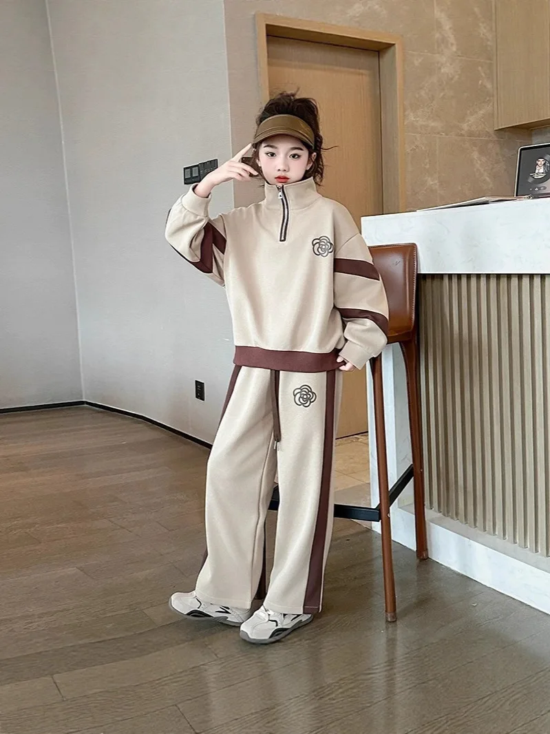 

Autumn Girls Clothes Set Teenage Children Letter Pullover Top&Pants Bottom 2pc Kid Color Blocking Sweatshirts Fashion Tracksuits