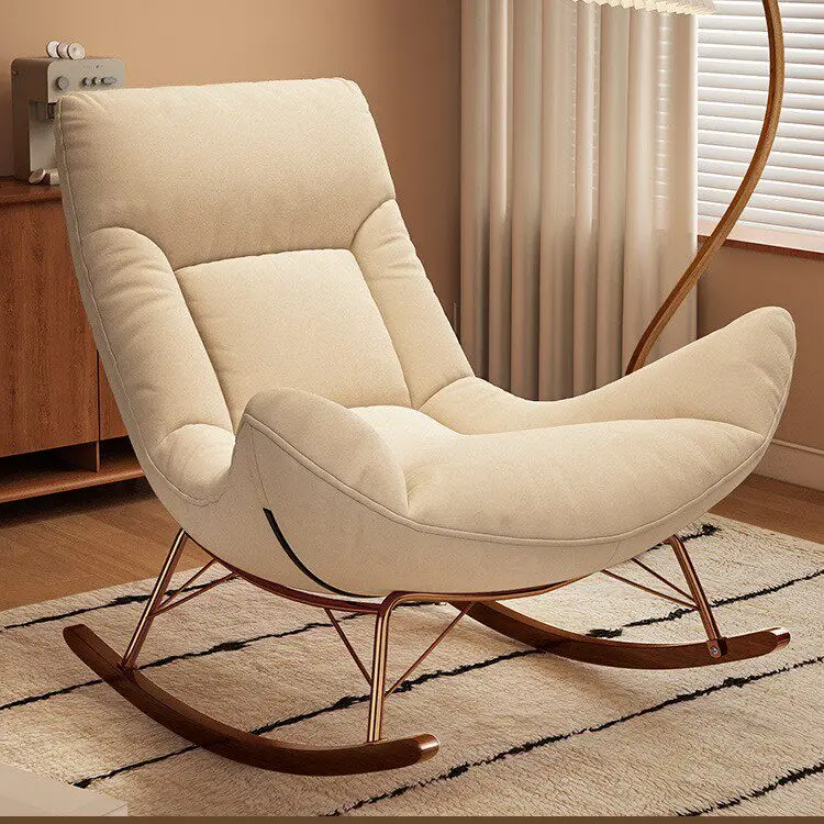 ￥%Nordic Modern Cream Style Rocking Chair Simple Designer Leisure Lounge Chair for Home Hot Sale Soft Single Swing Chair