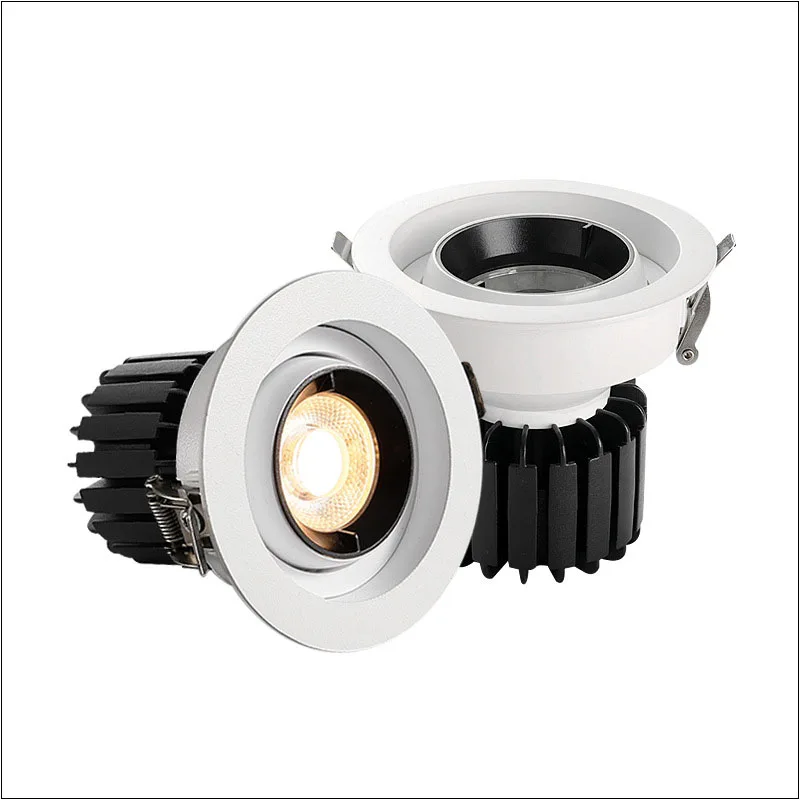 

Round Anti Glare Lens COB Recessed Downlight Dimmable 7W 10W 15W 20W Dimmable LED Ceiling Spot Light Bedroom Picture Background