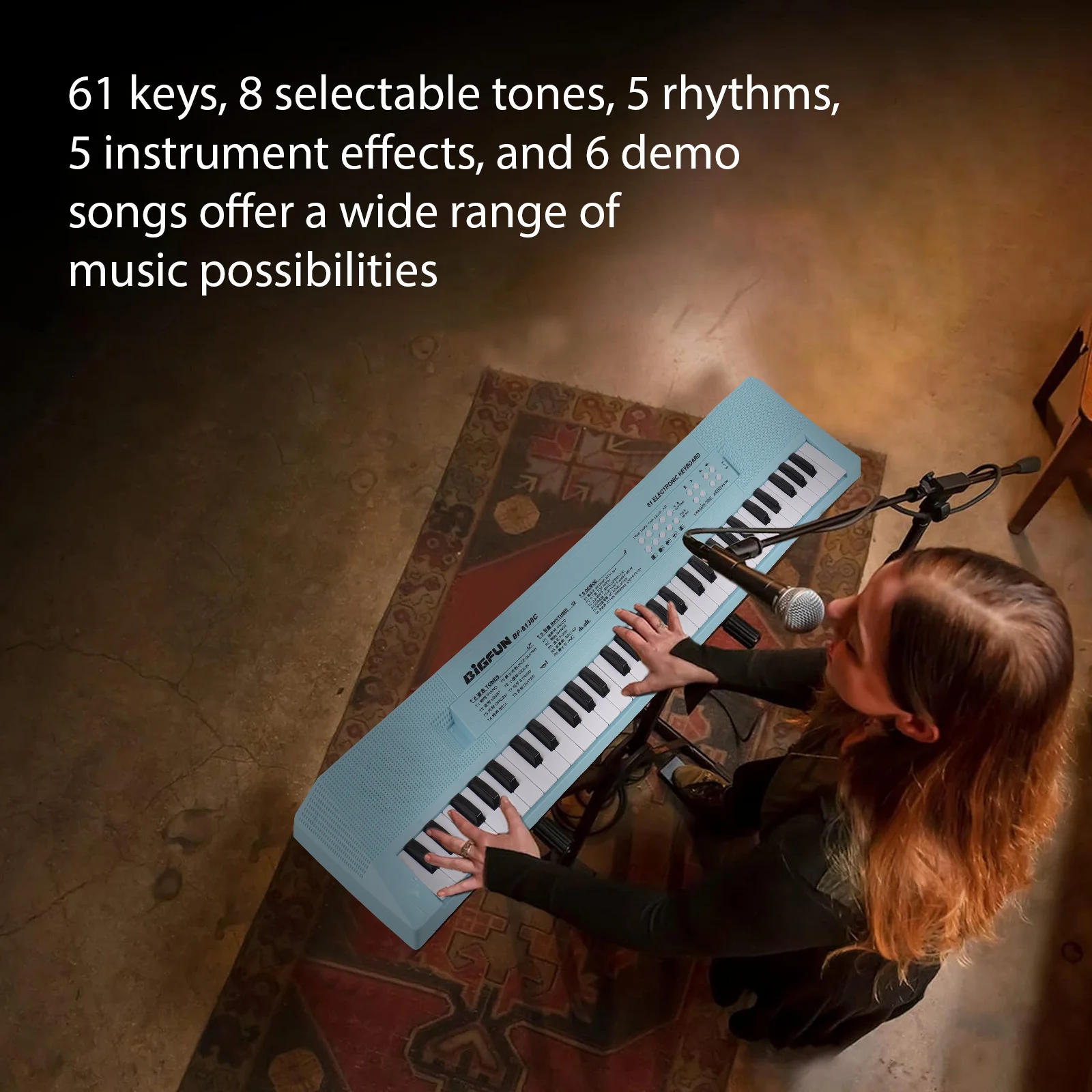 61 клавиша электронная клавиатура пианино музыкальный инструмент с микрофоном Двухрежимная музыкальная клавиатура пианино 6 демонстрационных песен