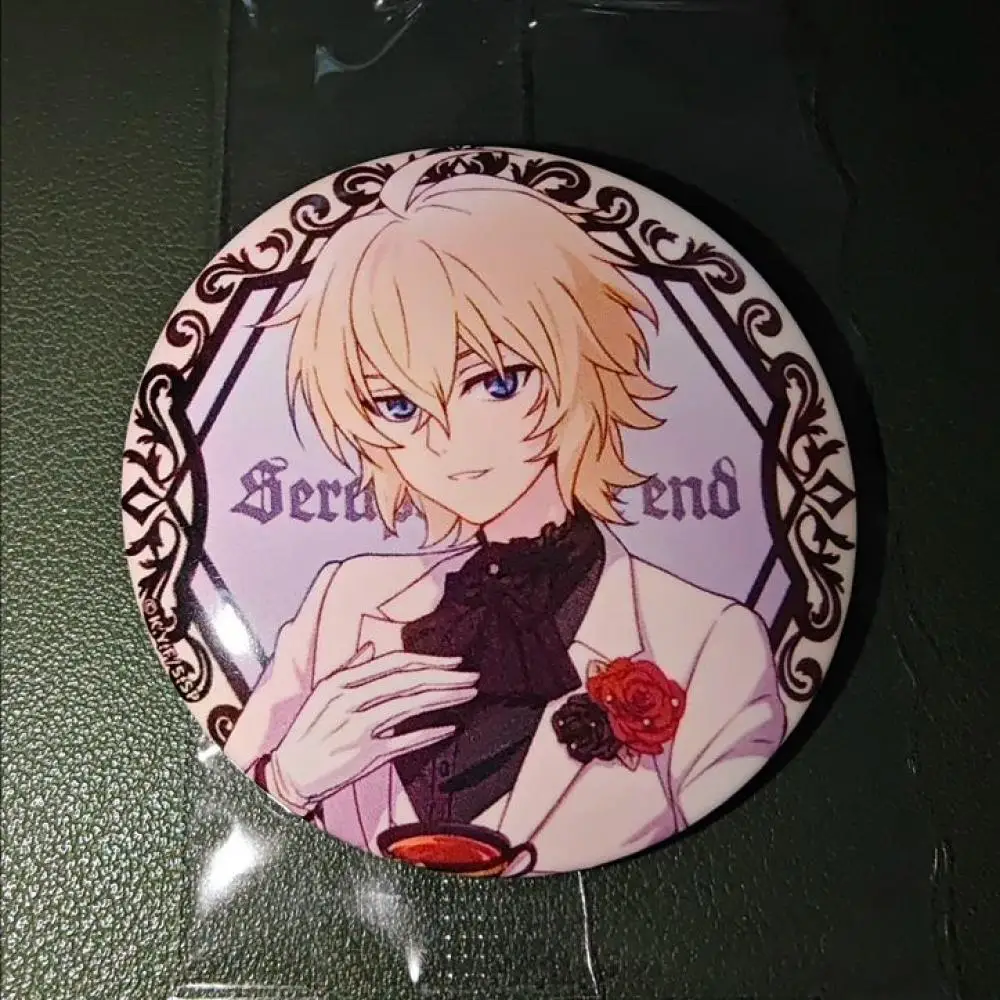 Seraph of The End Anime Figure Mikaela Hyakuya White Suit Printing Circular Badge Collectibles Toy Bagpack Jewelry Accessories