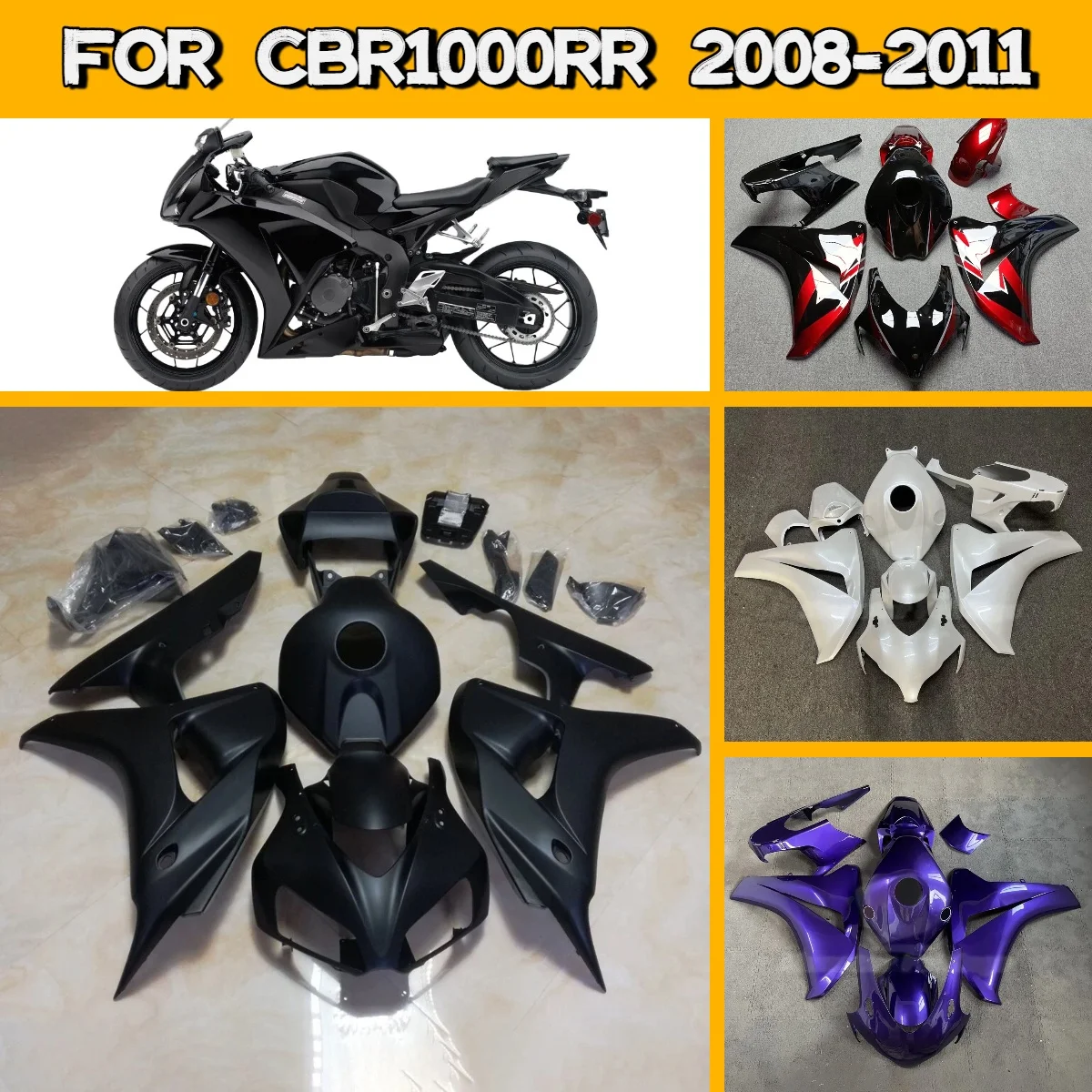 

For 2008-2011 Honda CBR1000RR Injection Molded Fairings Kit Unique Design 08-11 CBR 1000RR Replacement Fairing Set